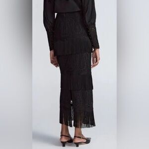 LELA ROSE Lace Inset Cotton Poplin Pencil Skirt